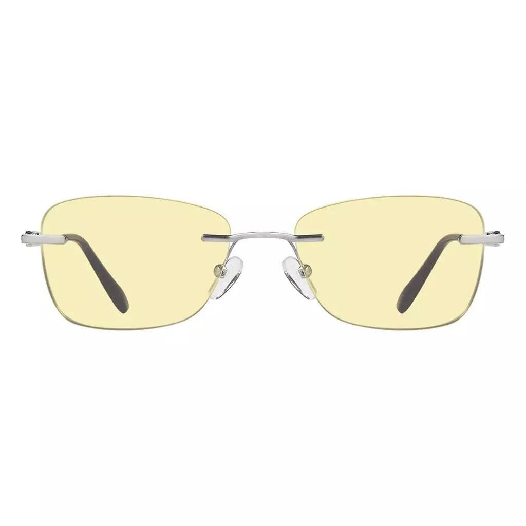 Rimless Yellow Tinted Blue Light Blocking Reading Glasses Women Men
