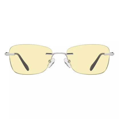 Rimless Yellow Tinted Blue Light Blocking Reading Glasses Women Men