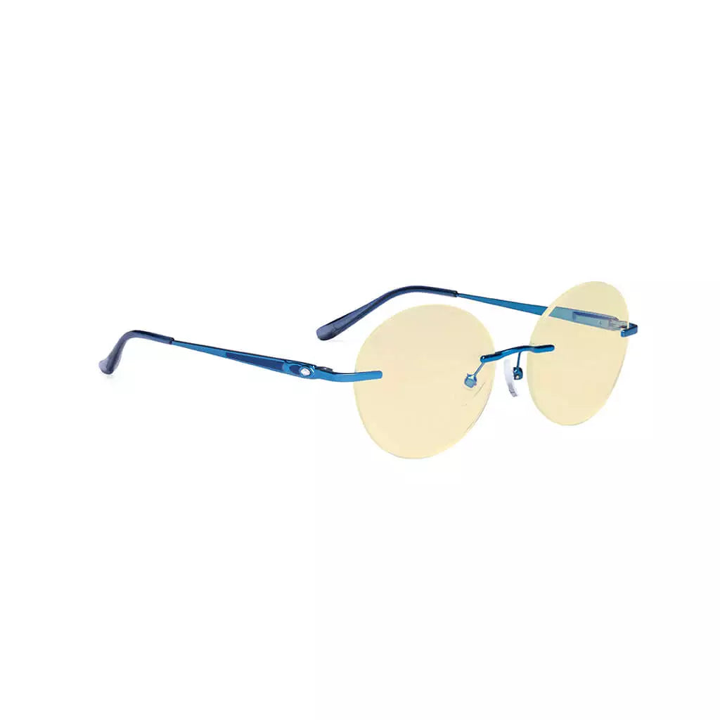 Rimless Round Blue Light Blocking Reading Glasses Yellow Tinted for Women men