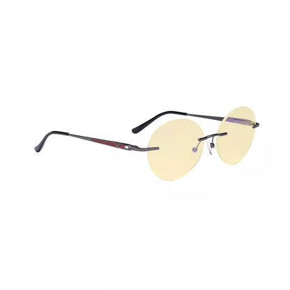 Rimless Round Blue Light Blocking Reading Glasses Yellow Tinted for Women men