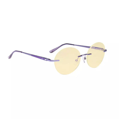 Rimless Round Blue Light Blocking Reading Glasses Yellow Tinted for Women men