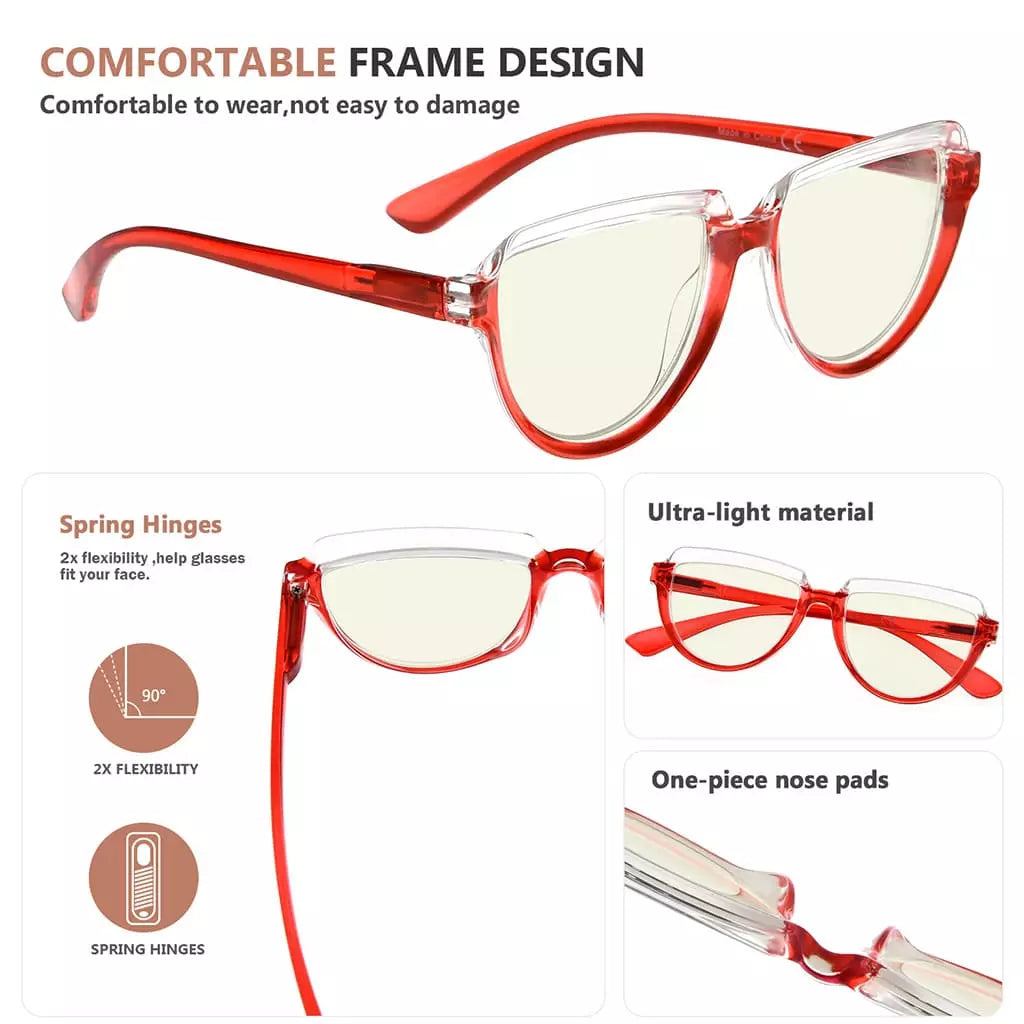 Half Moon Blue Light Blocking Reading Glasses Women