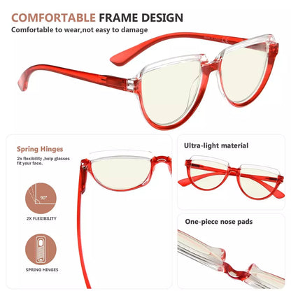 Half Moon Blue Light Blocking Reading Glasses Women