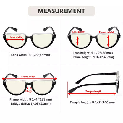 Half Moon Blue Light Blocking Reading Glasses Women