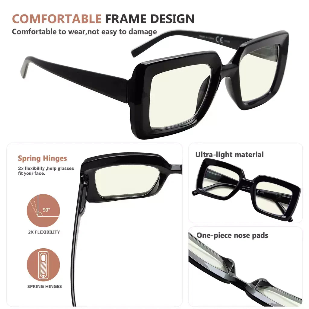 Square Blue Light Blocking Reading Glasses for Women