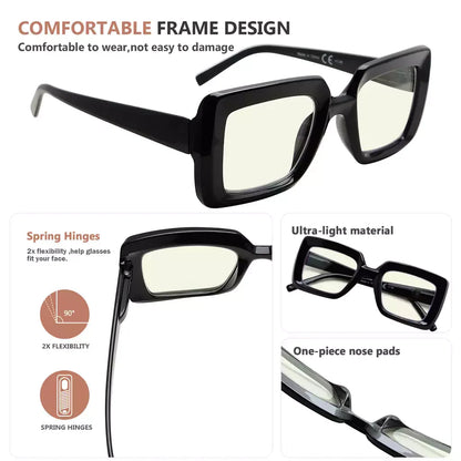 Square Blue Light Blocking Reading Glasses for Women