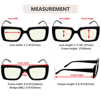 Square Blue Light Blocking Reading Glasses for Women