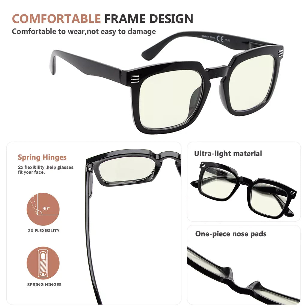 Square Blue Light Blocking Reading Glasses For Women