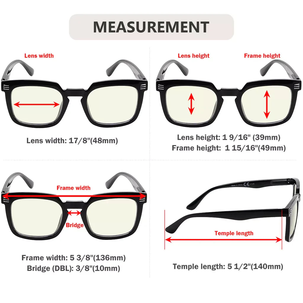 Square Blue Light Blocking Reading Glasses For Women