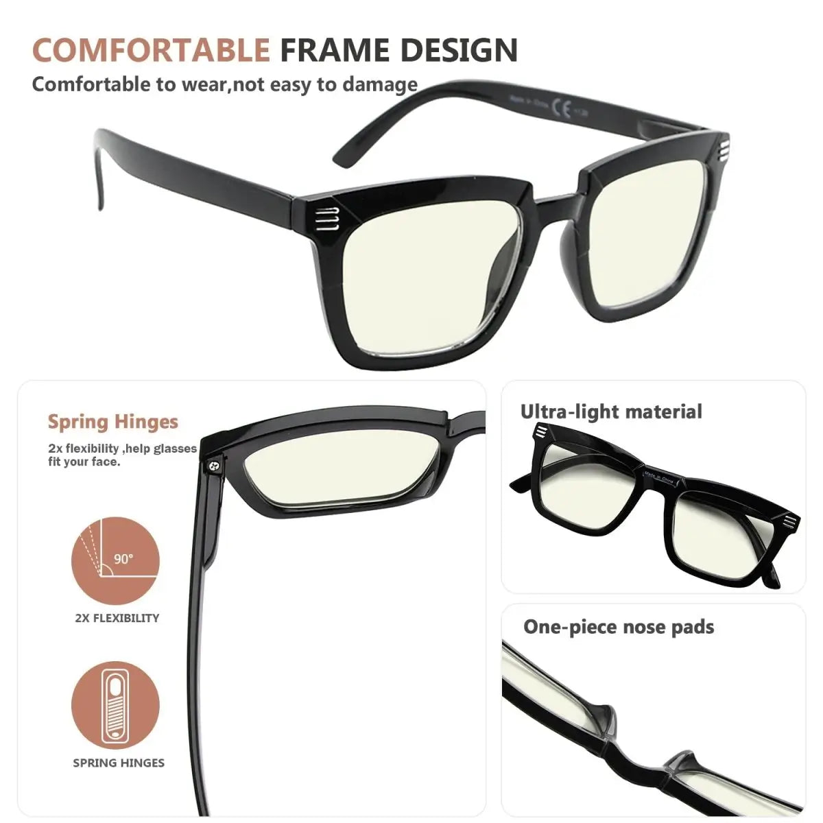 Square Blue Light Blocking Reading Glasses For Women
