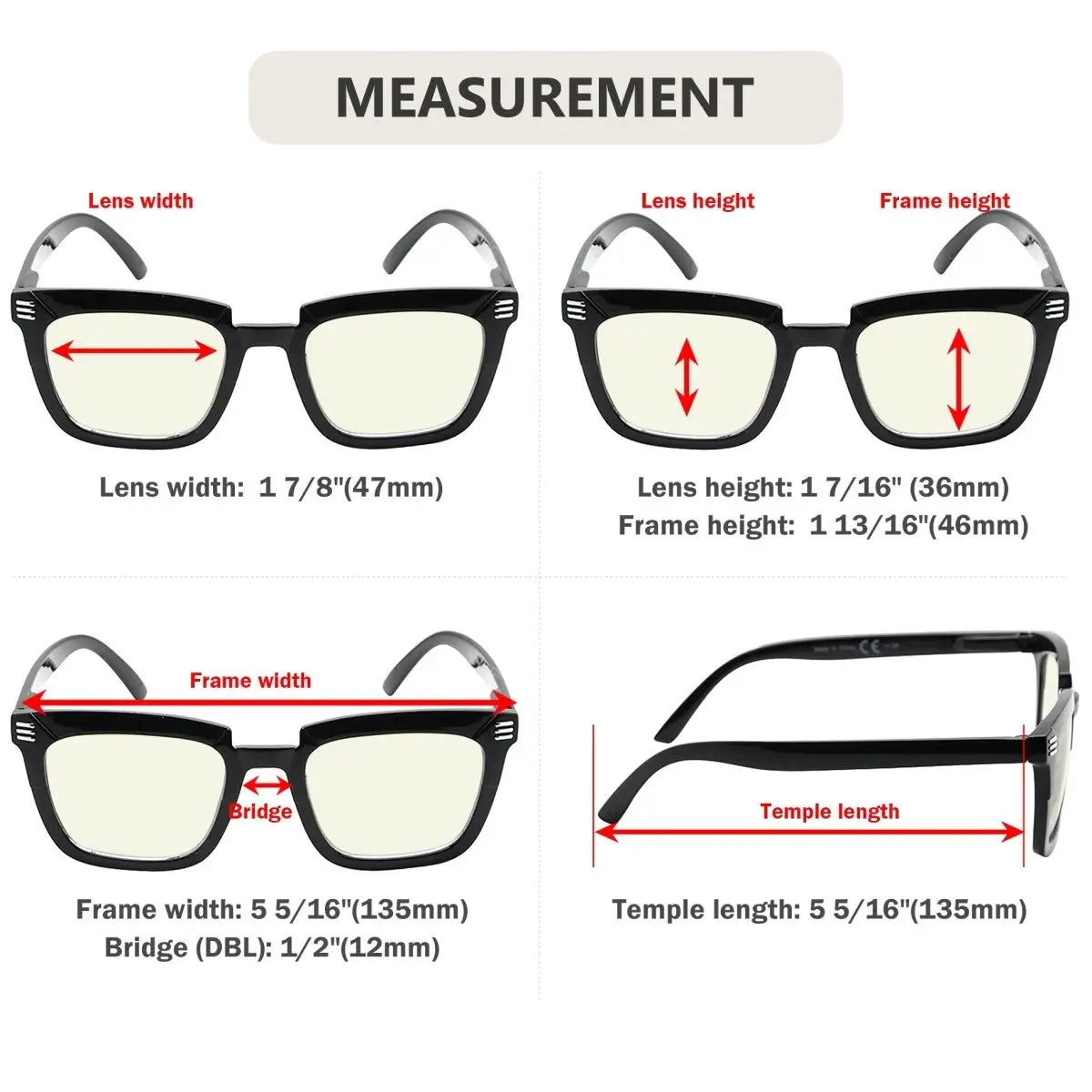 Square Blue Light Blocking Reading Glasses For Women