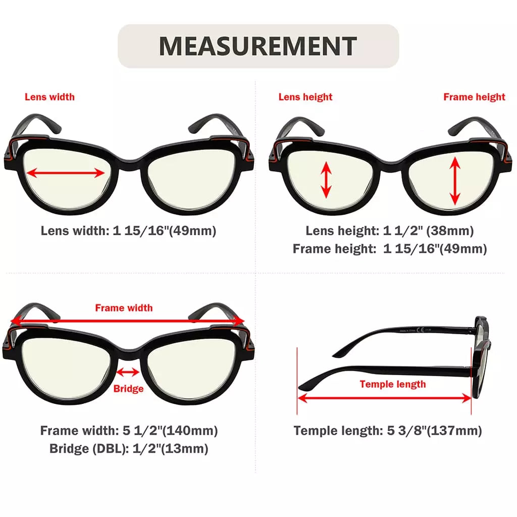 Cat Eye Blue Light Blocking Reading Glasses For Women