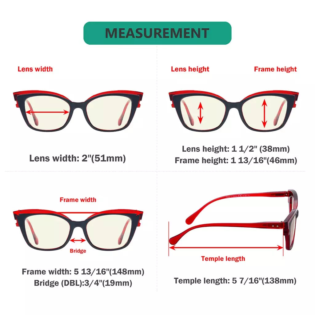 Cat Eye Blue Light Blocking Reading Glasses for Women