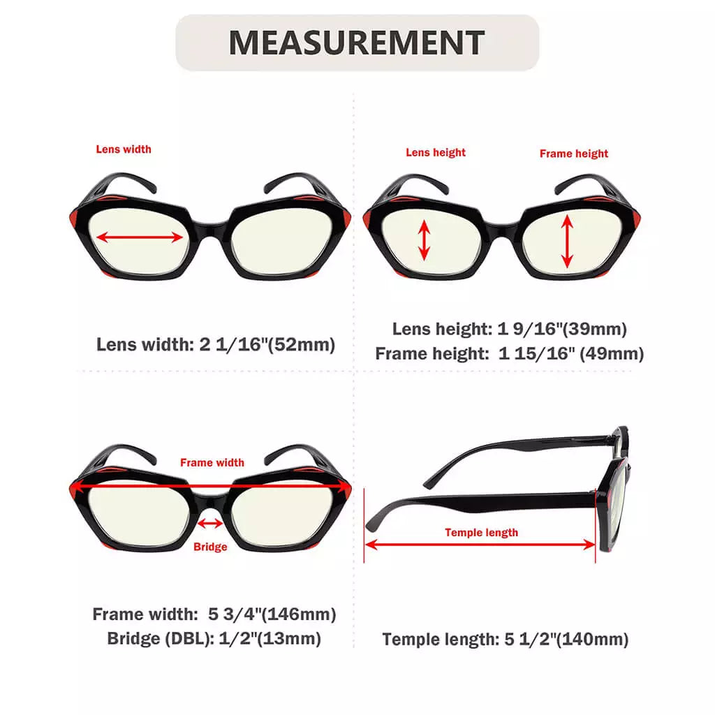 Polygon Blue Light Blocking Reading Glasses for Women