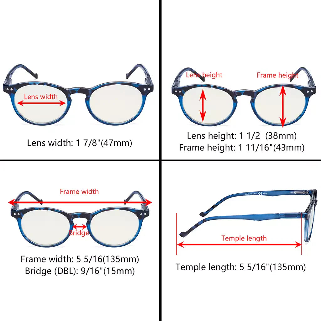 Oval Round Blue Light Blocking Reading Glasses For Women
