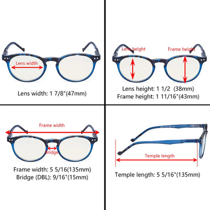 Oval Round Blue Light Blocking Reading Glasses For Women
