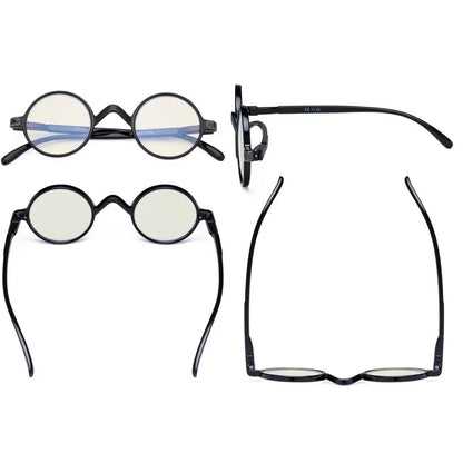 Round Blue Light Blocking Reading Glasses Women Men