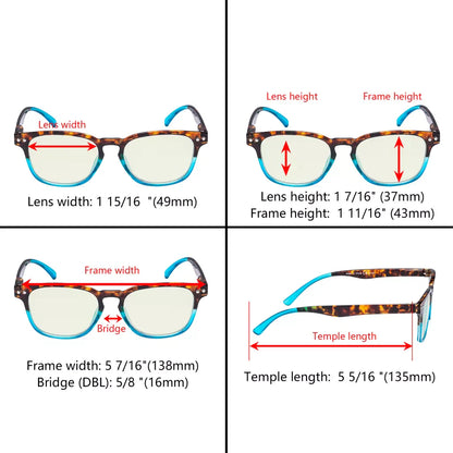 Tortoise Splicing Blue Light Blocking Reading Glasses For Women