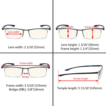 Half-rim Blue Light Blocking Reading Glasses for Women Men