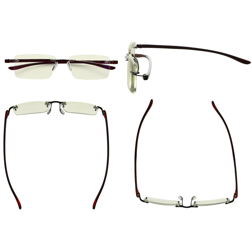 Rimless Blue Light Blocking Reading Glasses for Women