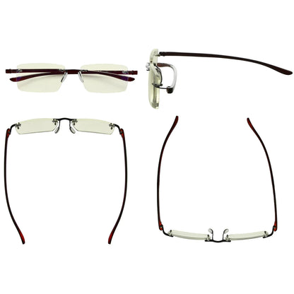 Rimless Blue Light Blocking Reading Glasses for Women