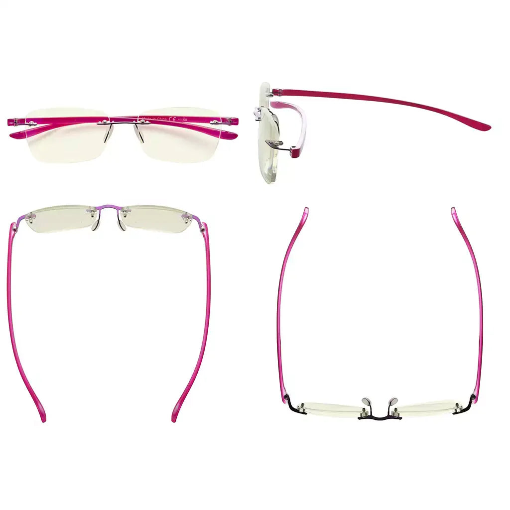 Rimless Blue Light Blocking Reading Glasses for Women