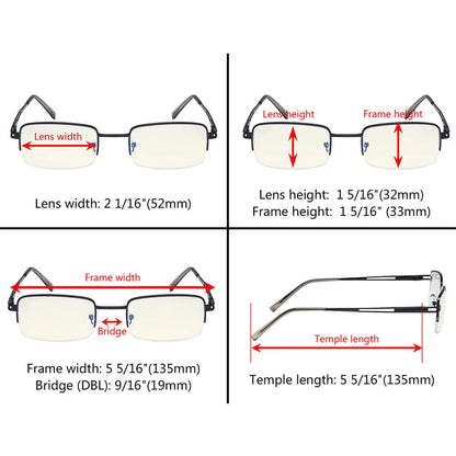 Half Rim Blue Light Blocking Reading Glasses for Men