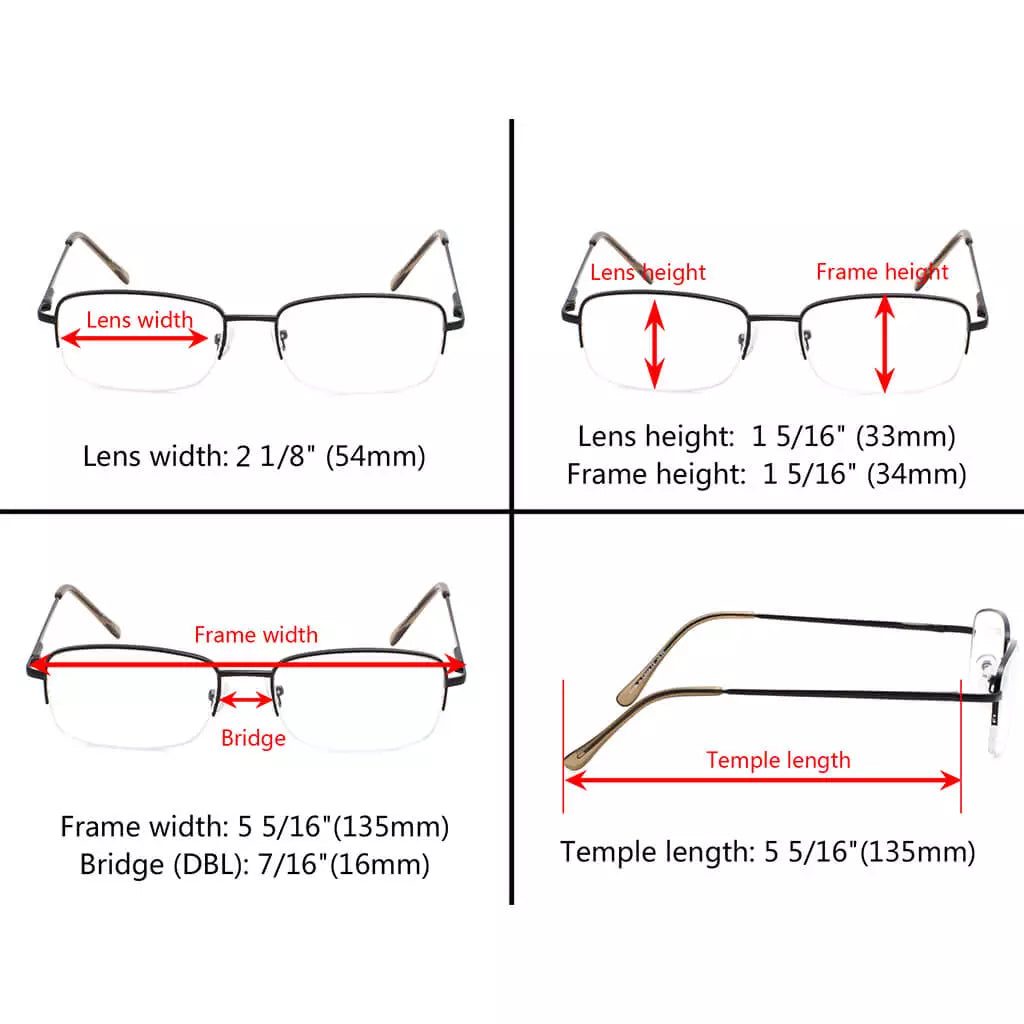 Half Rim Blue Light Blocking Reading Glasses for Women Men