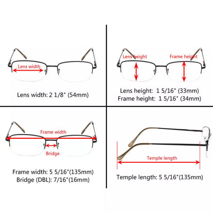 Half Rim Blue Light Blocking Reading Glasses for Women Men
