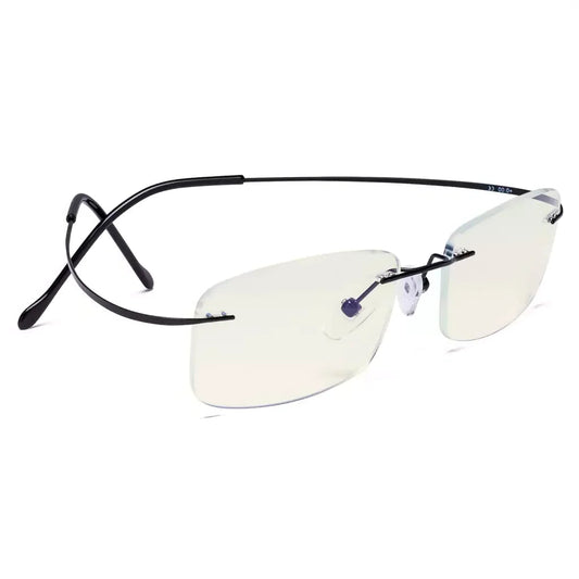 Rimless Titanium Blue Light Blocking Reading Glasses for Women Men