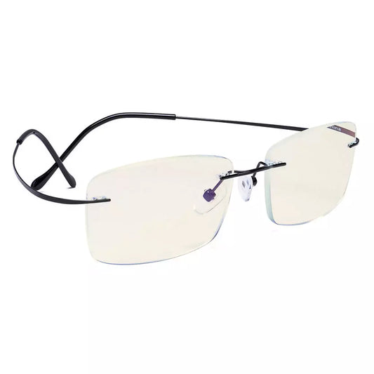 Rimless Titanium Blue Light Blocking Reading Glasses for Women Men