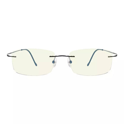 Rimless Titanium Blue Light Blocking Reading Glasses for Women Men