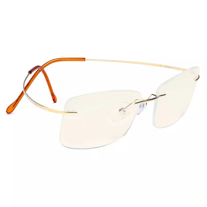 Rimless Titanium Blue Light Blocking Reading Glasses for Women Men