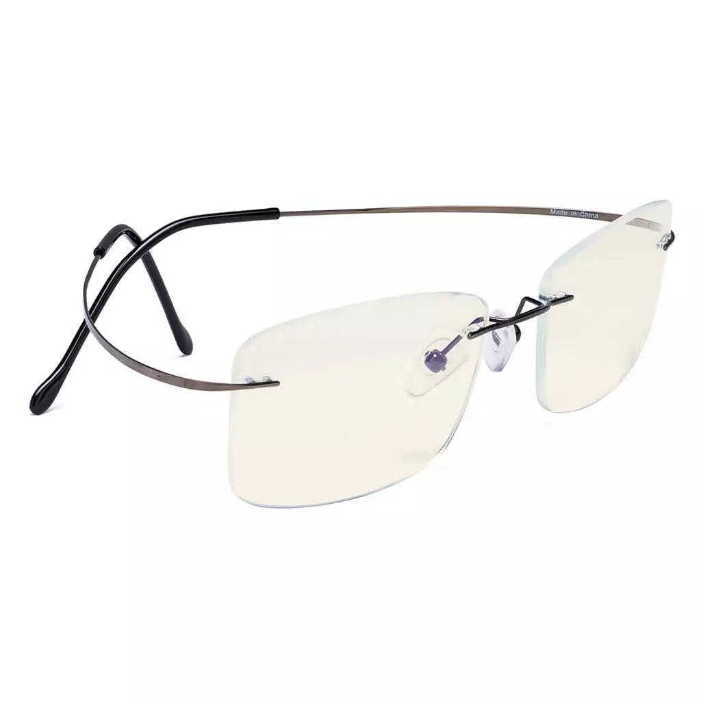 Rimless Titanium Blue Light Blocking Reading Glasses for Women Men