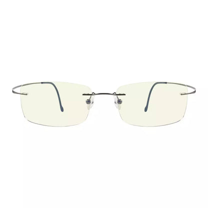 Rimless Titanium Blue Light Blocking Reading Glasses for Women Men