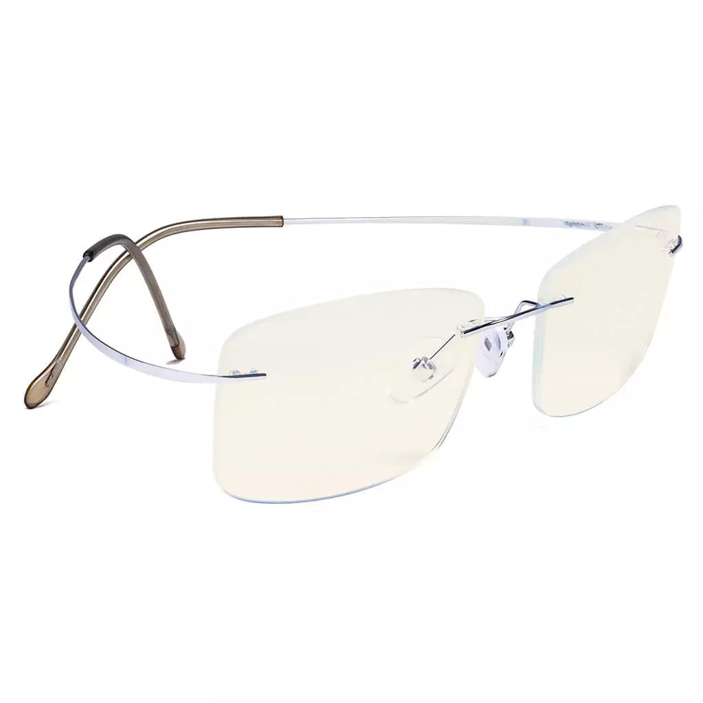 Rimless Titanium Blue Light Blocking Reading Glasses for Women Men
