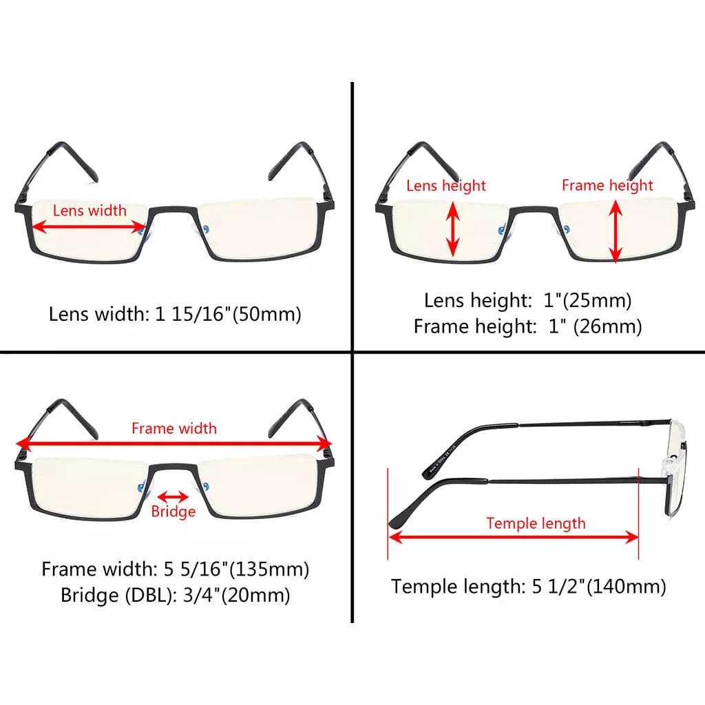 Half-Rim Blue Light Blocking Reading Glasses Women Men