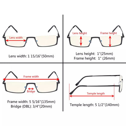 Half-Rim Blue Light Blocking Reading Glasses Women Men