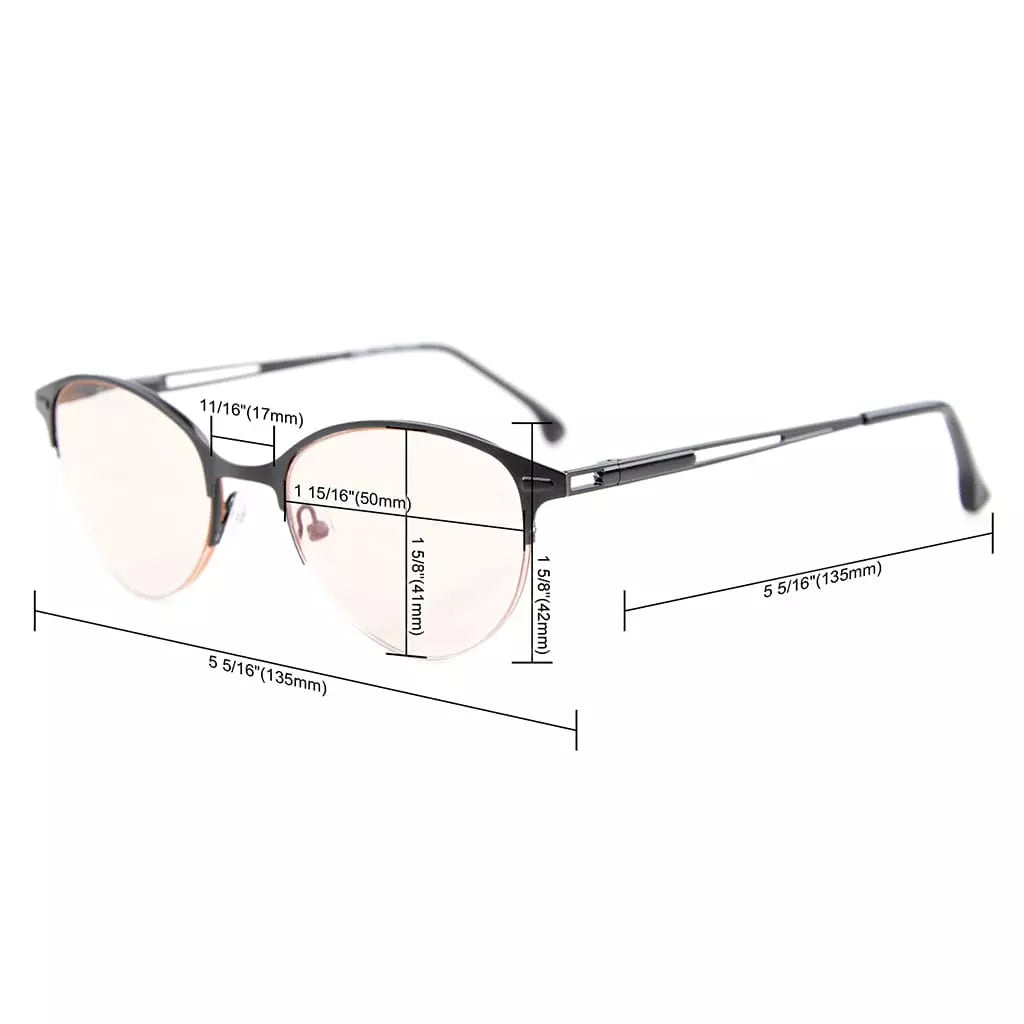 Half-rim Blue Light Blocking Reading Glasses Women Men