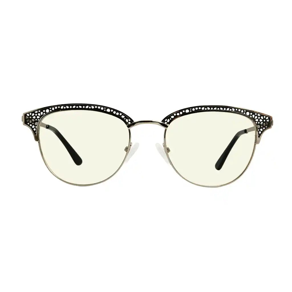 Browline Blue Light Blocking Reading Glasses Light Yellow Tinted Women