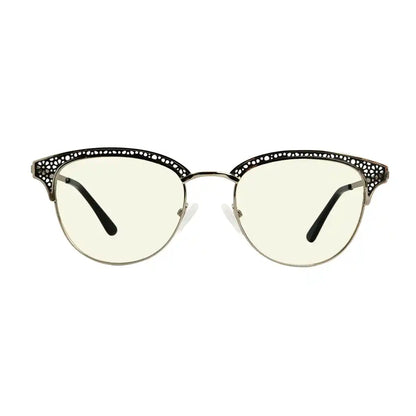 Browline Blue Light Blocking Reading Glasses Light Yellow Tinted Women