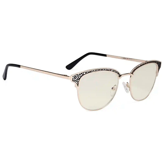 Browline Blue Light Blocking Reading Glasses Light Yellow Tinted Women