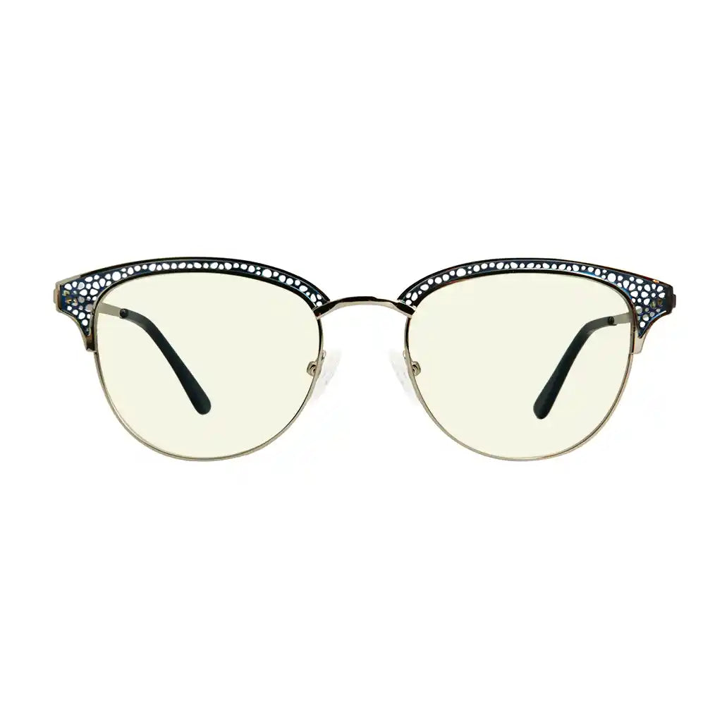 Browline Blue Light Blocking Reading Glasses Light Yellow Tinted Women