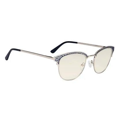 Browline Blue Light Blocking Reading Glasses Light Yellow Tinted Women