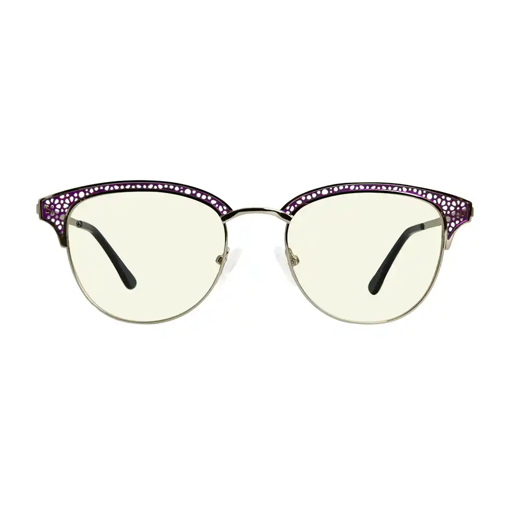 Browline Blue Light Blocking Reading Glasses Light Yellow Tinted Women