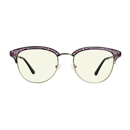 Browline Blue Light Blocking Reading Glasses Light Yellow Tinted Women