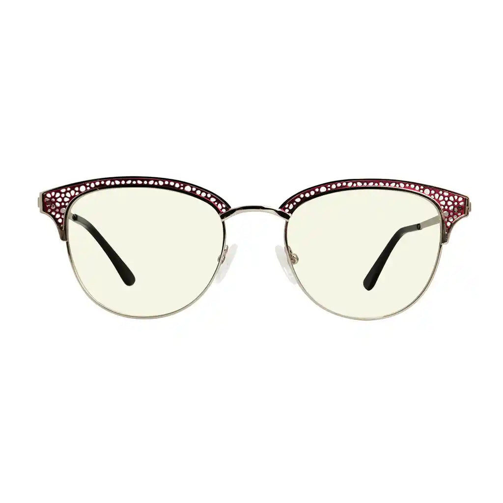 Browline Blue Light Blocking Reading Glasses Light Yellow Tinted Women