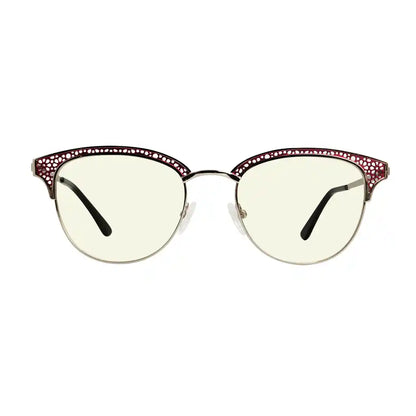 Browline Blue Light Blocking Reading Glasses Light Yellow Tinted Women