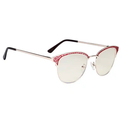 Browline Blue Light Blocking Reading Glasses Light Yellow Tinted Women