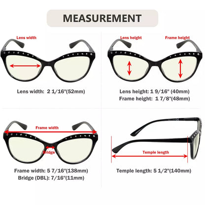 Cat-eye Rhinestone Blue Light Blocking Reading Glasses Women